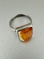 Vintage 925 Silber Ring mit „Zuckerwürfel“ Bernstein: 56