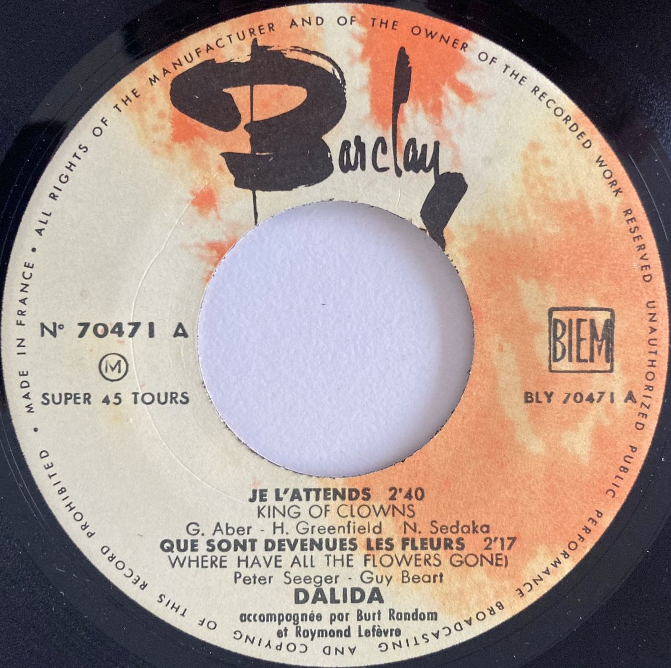 Schallplatten: DALIDA - JE L'ATTENDS – Gebraucht aus Bottens von hotter-than-hell 2