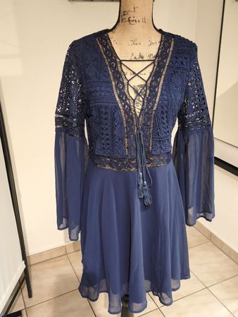 Kleid SHEILAY dunkelblau Grösse M Damen Spitze