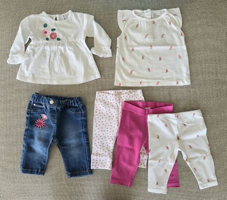 Mädchen Kleiderpaket Peplum Shirt Jeans Leggings 62