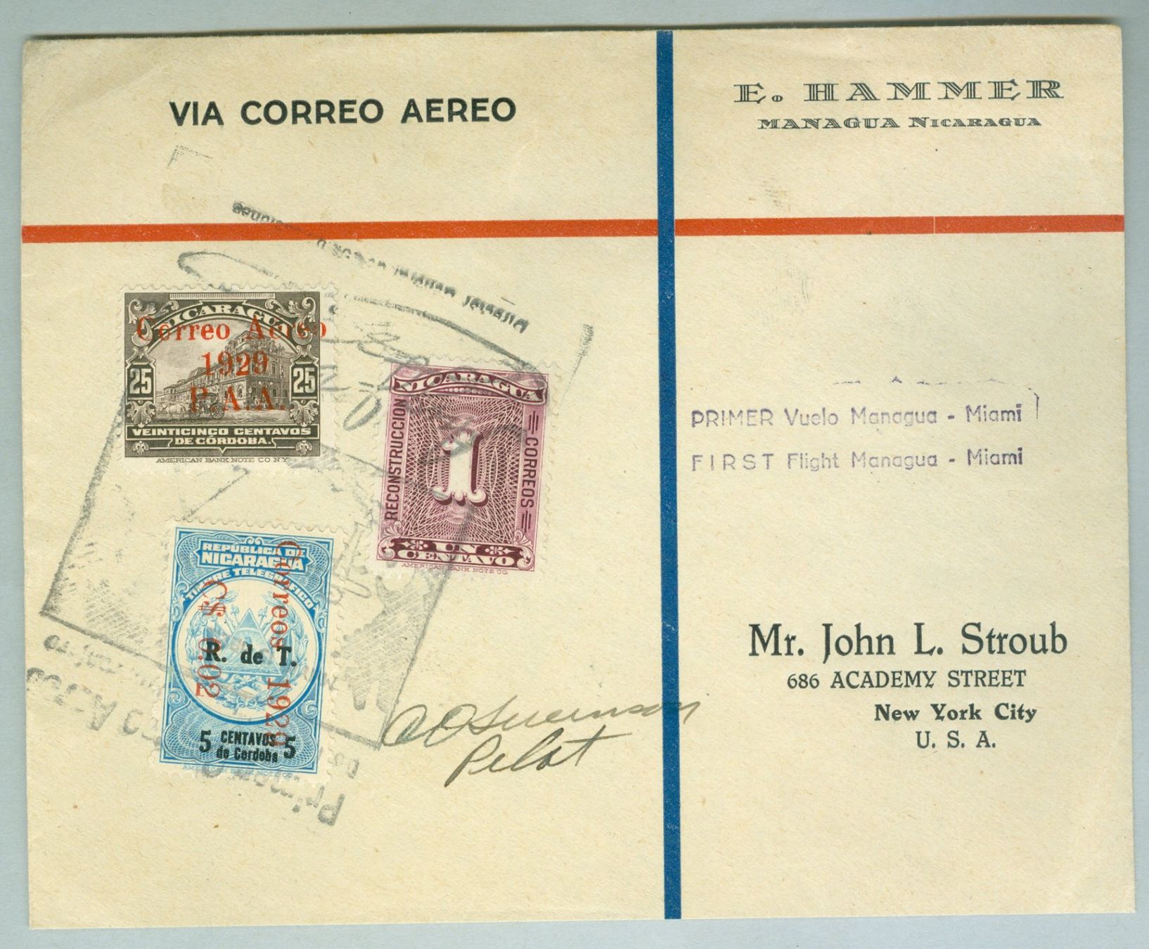 Tutti i francobolli: 1929 Nicaragua Flugpost – Usato da Zürich venduto da yago-rot