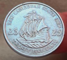 EAST CARIBBEAN STATES 25 CENTS 1987