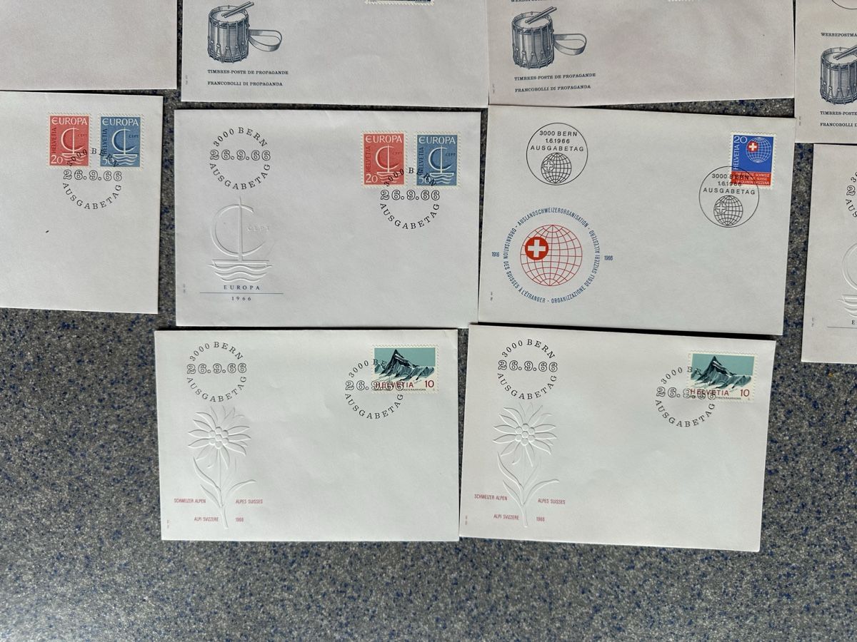 Tutti i francobolli: Schweiz - 38x FDC  1961-1966 – Usato da Schmitten / FR venduto da Samsara169 5