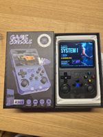 Handheld Spielekonsole R36S schwarz mit Zubehör neu