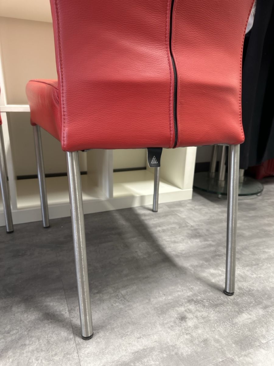 Sedie: 2er Set: Moderne, rote Lederstühle mit Chromgestell – Usato da Muttenz venduto da Tschulietta_105 7