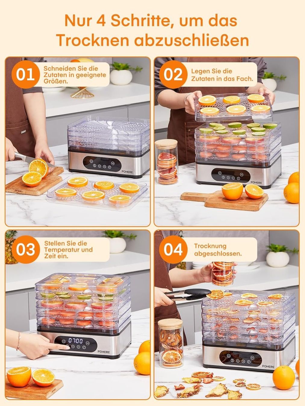 Elettrodomestici da cucina: Dörrautomat 5 Tabletts 420W Timer Edelstahl – Nuovo e nell'imballaggio originale da St. Gallen venduto da sch_zsz7 2
