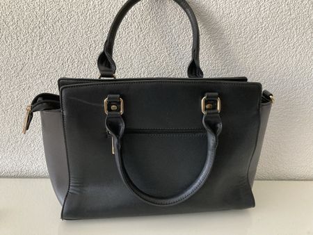 Handtasche, schwarz, grau