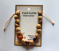 Palo Santo Holz Armband mit Huayruro Glücksbringer Samen.