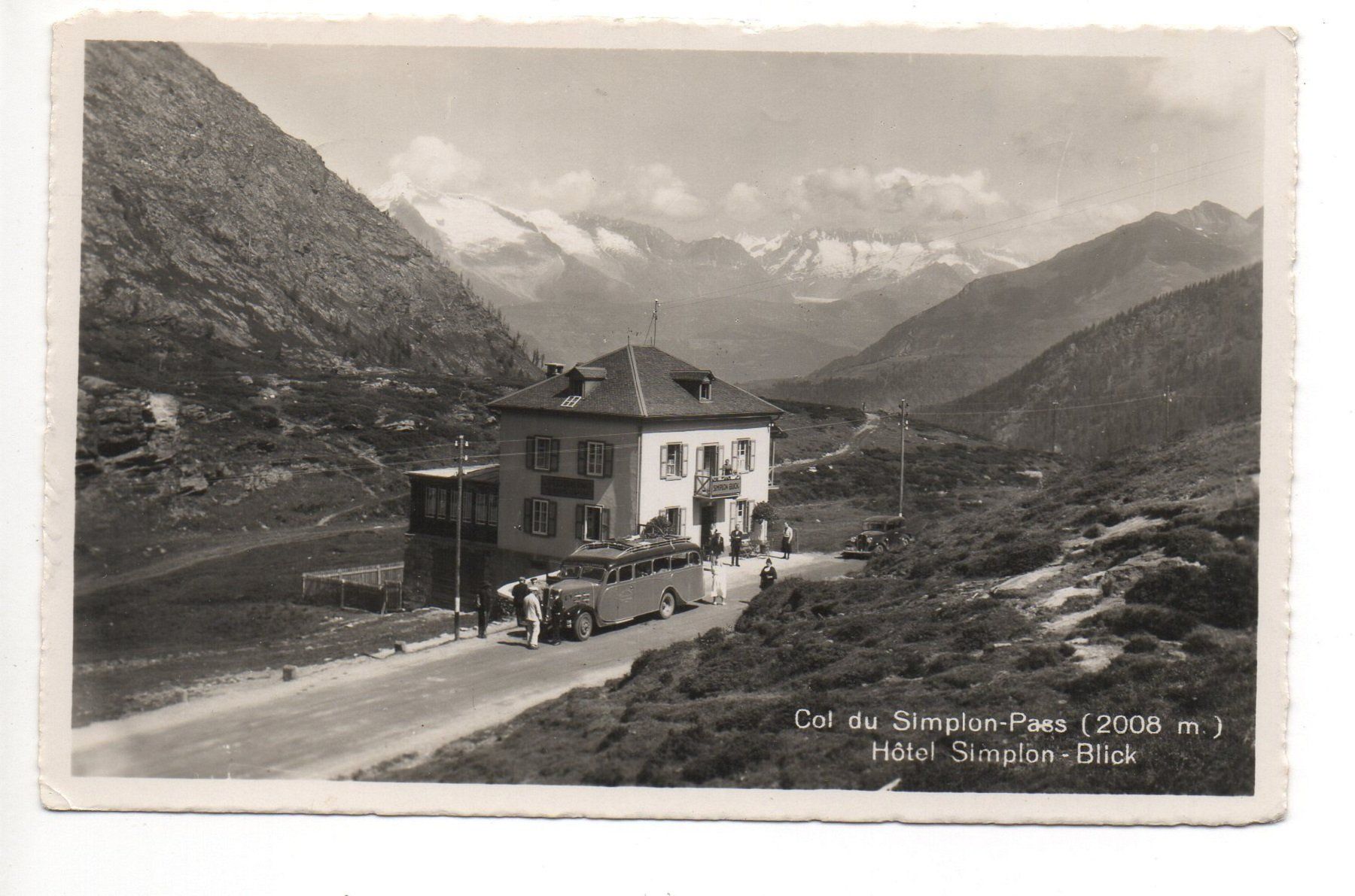 Ansichtskarten: SIMPLON-PASS Hôtel Simplon-Blick - Oldtimer, Auto, Bus – Gebraucht aus Jona von philajona