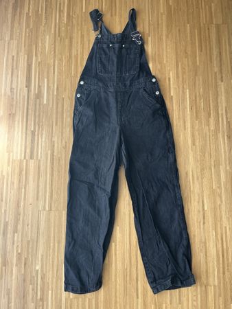Schwarze Latzhose / Jeans-Overall – Gr. S