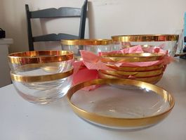 Glass Bowls Set Gold Rimmed Dessert Bowls 15Pieces