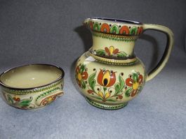 Keramik Krug und Schale "alt Langnau" Handarbeit