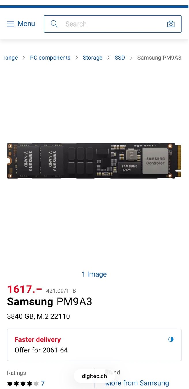 Samsung Dischi rigidi: Samsung 3.84TB M.2 Solid State Drive – Usato da Neuchâtel venduto da Bakhsh 2
