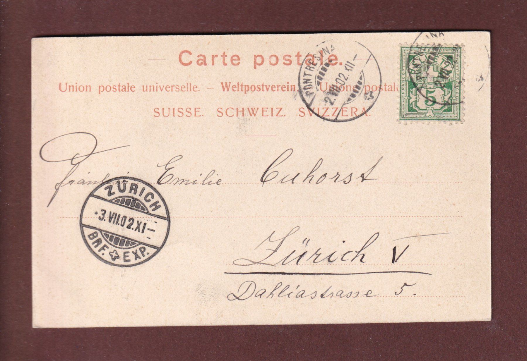 Ansichtskarten: TSCHIERVAGLETSCHER - 1902 – Gebraucht aus Pully von nicecards 1