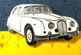 JAGUAR MARK 2 WEISS ENAMEL-SILBRIG ANSTECKNADEL GROSSS OLDI