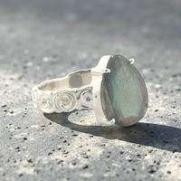 Unikate Silber Ring 925 mit Labradorit  Grösse 59