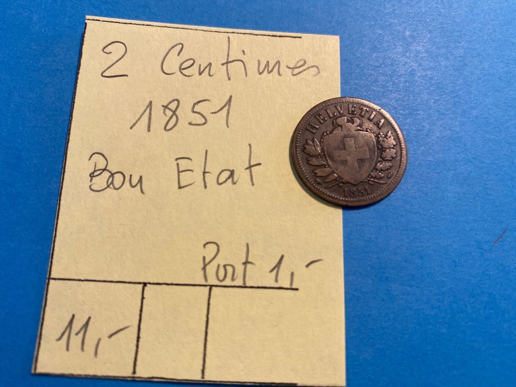 Tutti le monete: 2 CENTIMES 1851 - BON ETAT – Usato da genève venduto da GEnumist