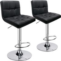 Barhocker Barstuhl 2er-Set höhenverstellbar Kunstleder Black