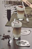 Milchschäumer mit Löffel & Schablonen