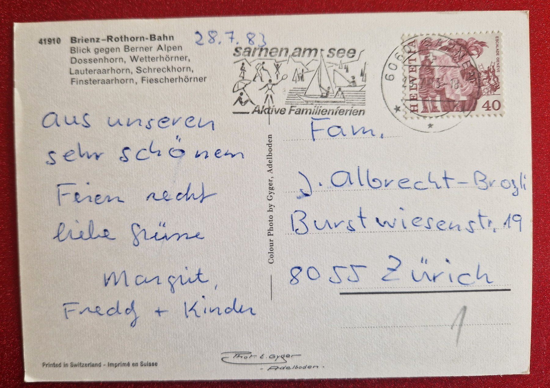 Cartoline postali: Brienz-Rothorn-Bahn 1983 – Usato da Melchnau venduto da Arthurius 1