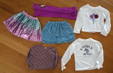 Kinderkleider Rock Pailette Gr 122 128 Legging Einhorn Shirt