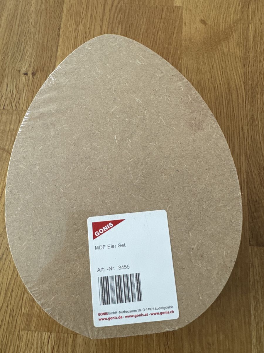 Articoli in legno: Gonis MDF Eier Set 2 in 1 – Nuovo e nell'imballaggio originale da Knonau venduto da Dodo137