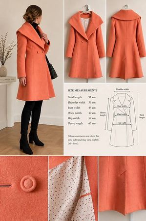 Edler Mantel aus Alpakawolle in Apricot/ Grösse S 