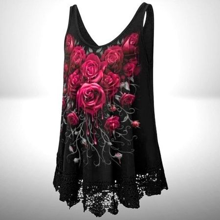 🖤 Blumige Verführung: Tank-Top für Damen 🌹💫