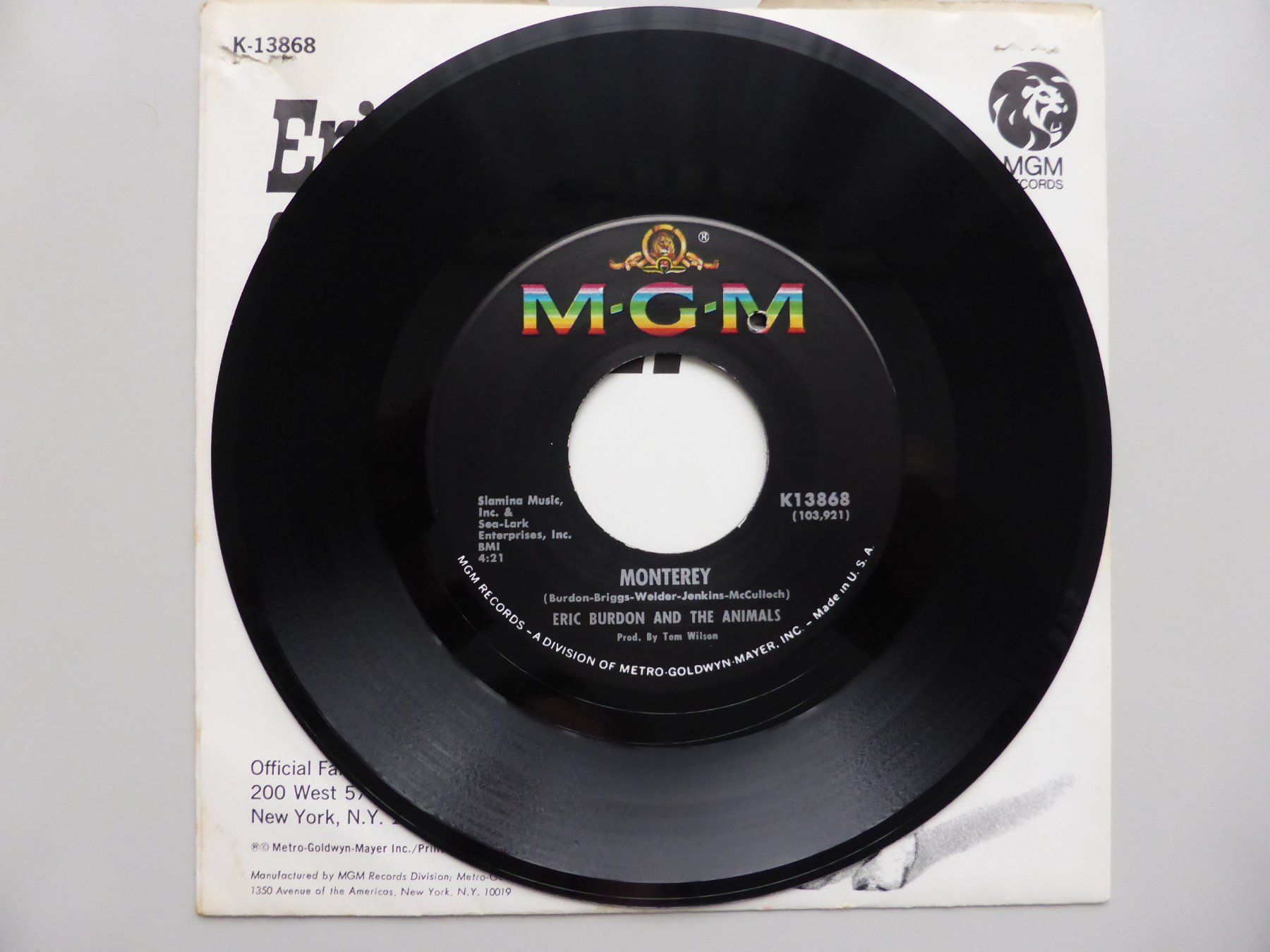 Schallplatten: VINYL SINGLE   ERIC BURDON and THE ANIMALS – Gebraucht aus Küssnacht am Rigi von  1