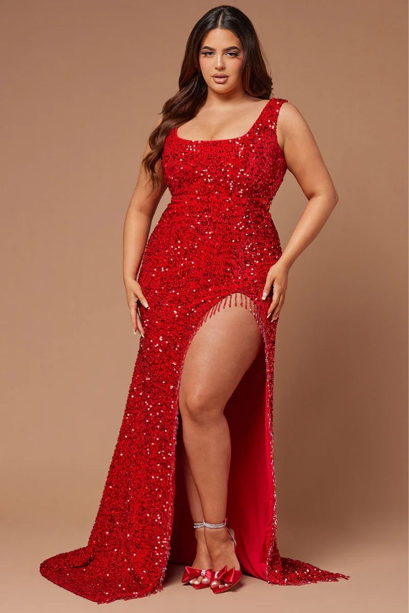 Vestiti: Rotes Paillettenkleid mit Schlitz - Grösse 38 oder 40 - Neu! – Nuovo e nell'imballaggio originale da Winterthur venduto da smtpc 3