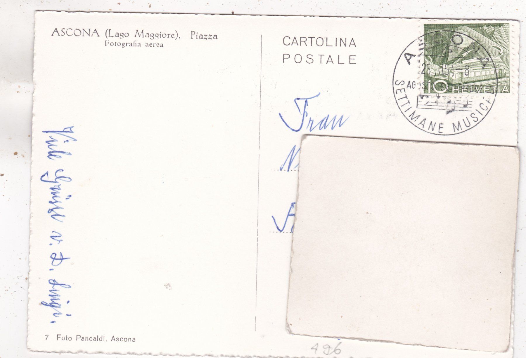 Cartoline postali: Ascona Piazza Luftaufnahme 1954 – Usato da Herisau venduto da Lisegrat2008 1