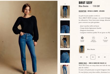 Sezane Jeans Brut Sexy taille 36 - Bleu Denim - État Top
