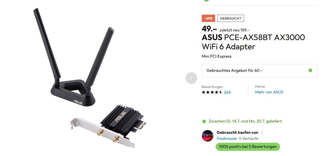 Laufwerke & Adapter: ASUS PCE-AX58BT AX3000 WiFi 6 Adapter – Gebraucht aus Basel von LESAB1977 2