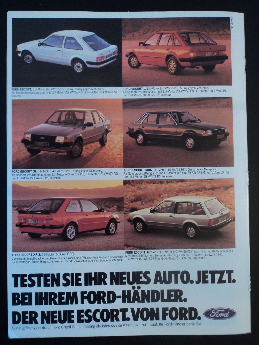 Ford Documenti: Prospekt Ford Escort mit XR3 – Usato da Schwarzenburg venduto da modelCARama 2
