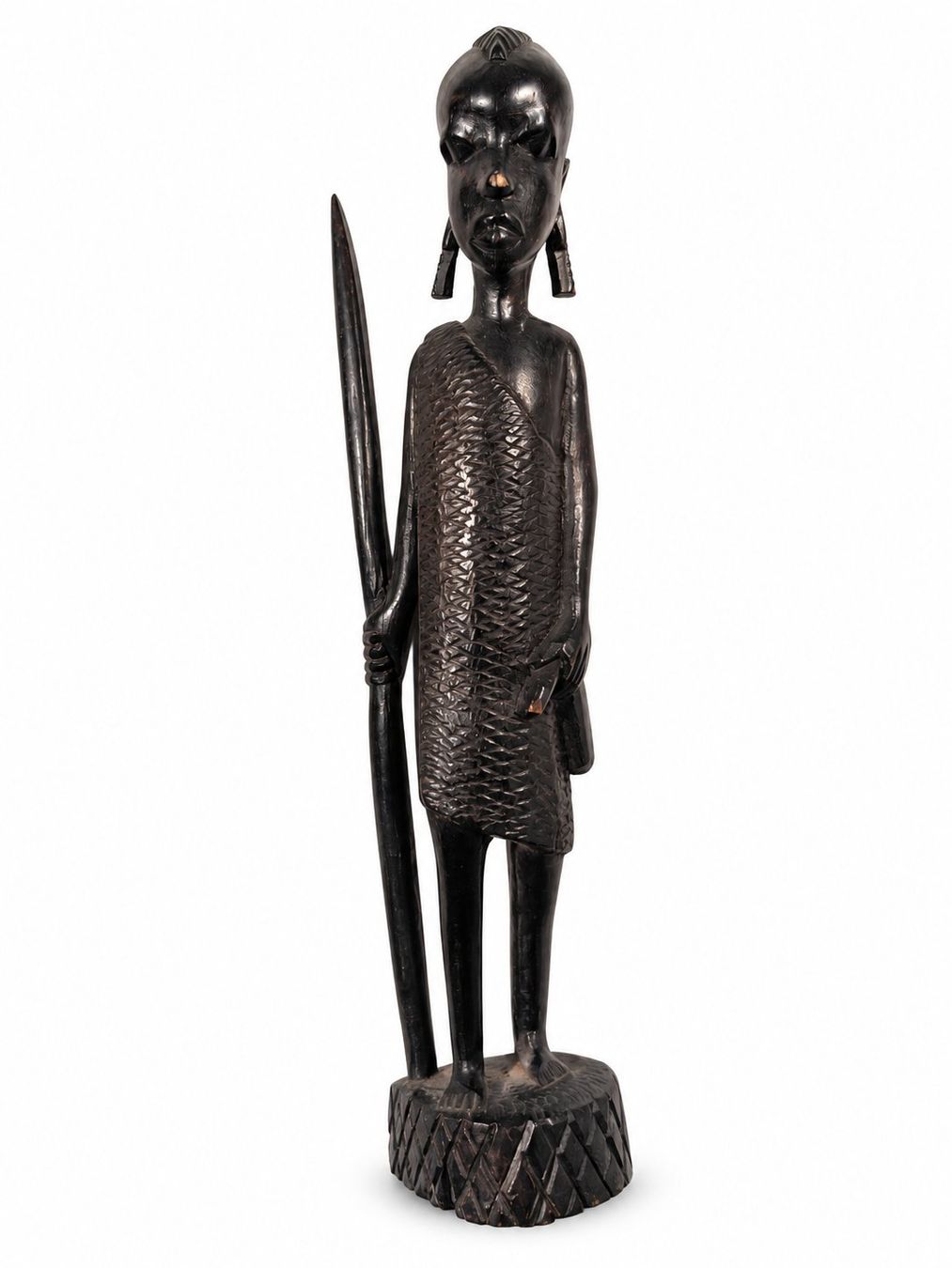 Sculptures & Statues: Dunkle geschnitzte Holzfigur mit langem Stab – D'occasion à Zollikerberg par lin_yc2n 2