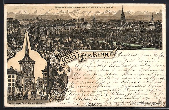 Cartes postales: Vorläufer-Lithographie Bern, 1893, Pano – D'occasion à Berlin par bartko-reher