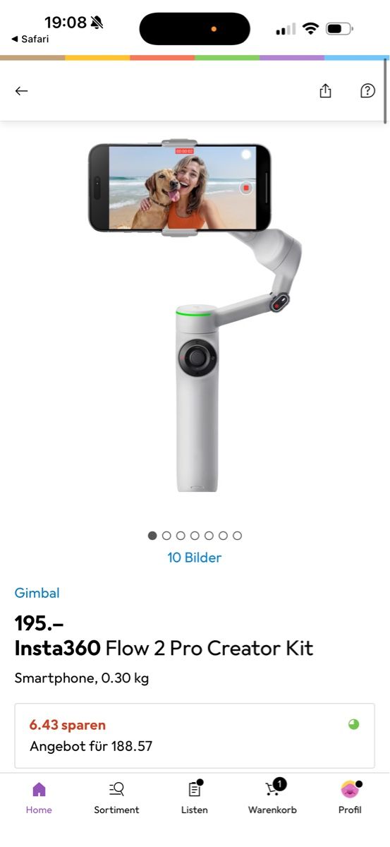 Insta360 Treppiedi & Teste: Insta360 Flow 2 Pro Stabilisator Stone Gray neu – Usato da Arisdorf venduto da zyrkn 8