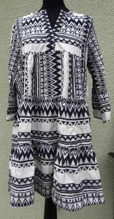 Flowers for Friends Kleid blau weiss zickzack Gr M 38 Boho