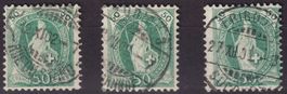 Stehende Helvetia 74D feiner Druck, Vollstempel Rasierkl. GE