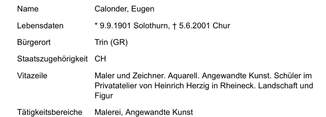 Dipinti: CALONDER Eugen (1901-2001) – Usato da Grosshöchstetten venduto da Perle1951 4