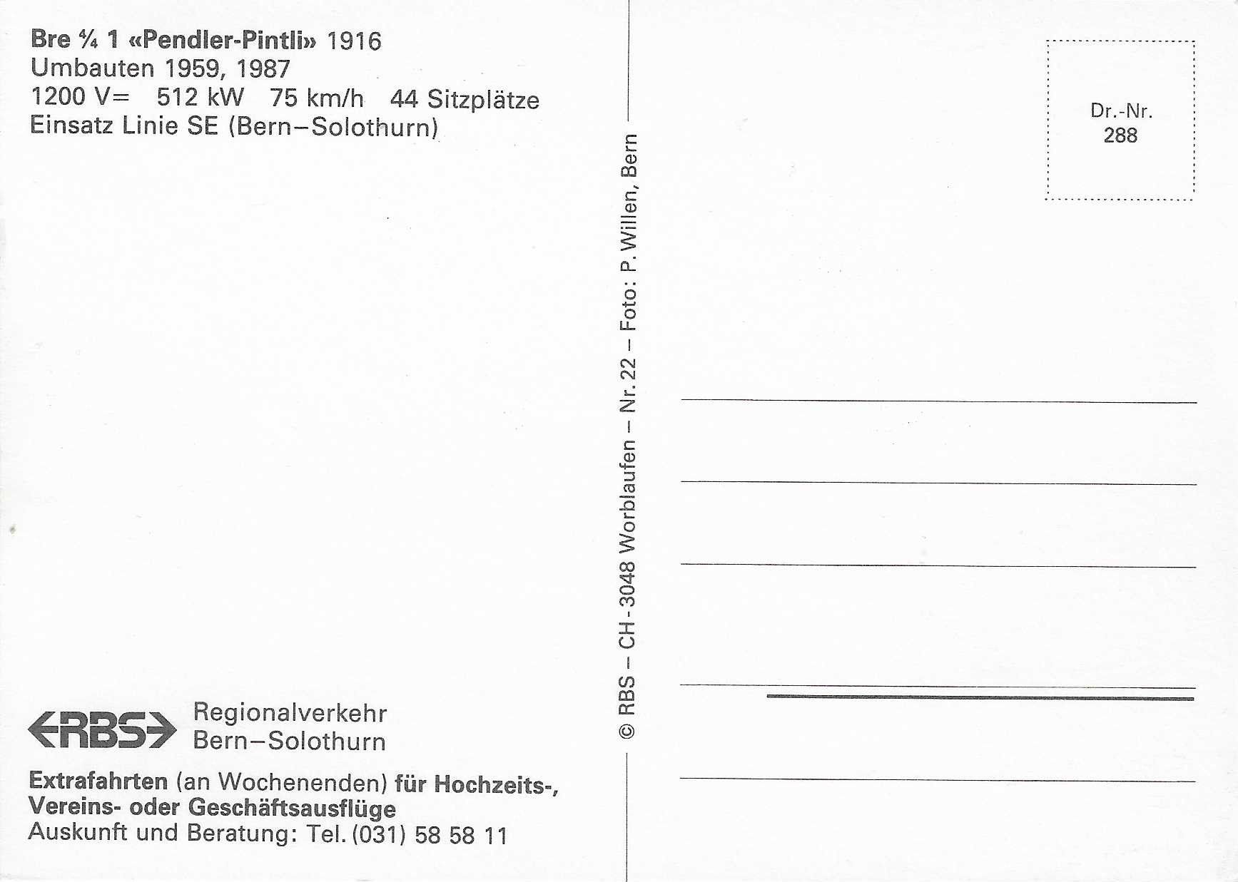 Ansichtskarten: Bre 4/4 1 "Pendler-Pintli" 1916 – Neu (gemäss Beschreibung) aus Rothrist von Stranglehold 1