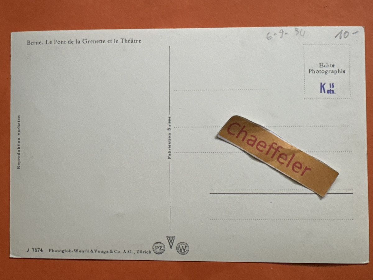 Cartes postales: Bern, Kornhausbrücke und Stadttheater  – D'occasion à Zürich par Chaeffeler 1