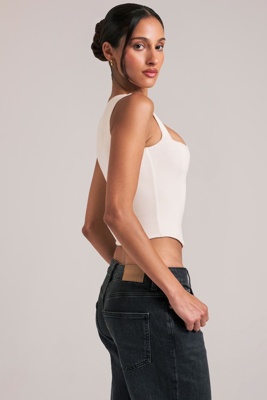 Top: OhPolly Modal Square-Neck Top Ivory XS – Nuovo e nell'imballaggio originale da Zürich venduto da pwa_7qr5 1