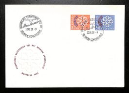 1959 FDC CONFÉRENCE EUROPÉENNE DES PTT MONTREUX - LUXUS