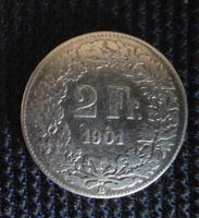 1 STÜCK 2 FRANKEN 1901 SELTEN SILBER ORGINALBILD