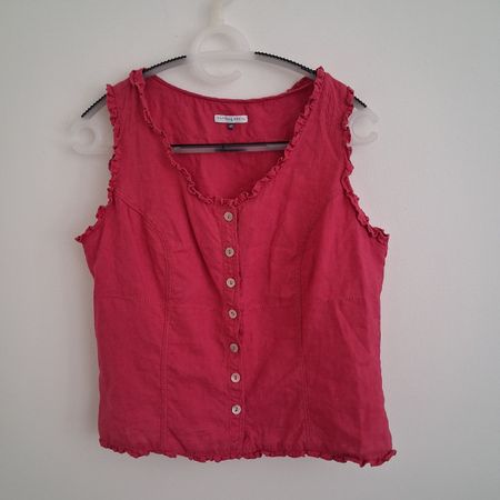 Patrice Breal Pink Linen Summer Shirt Top