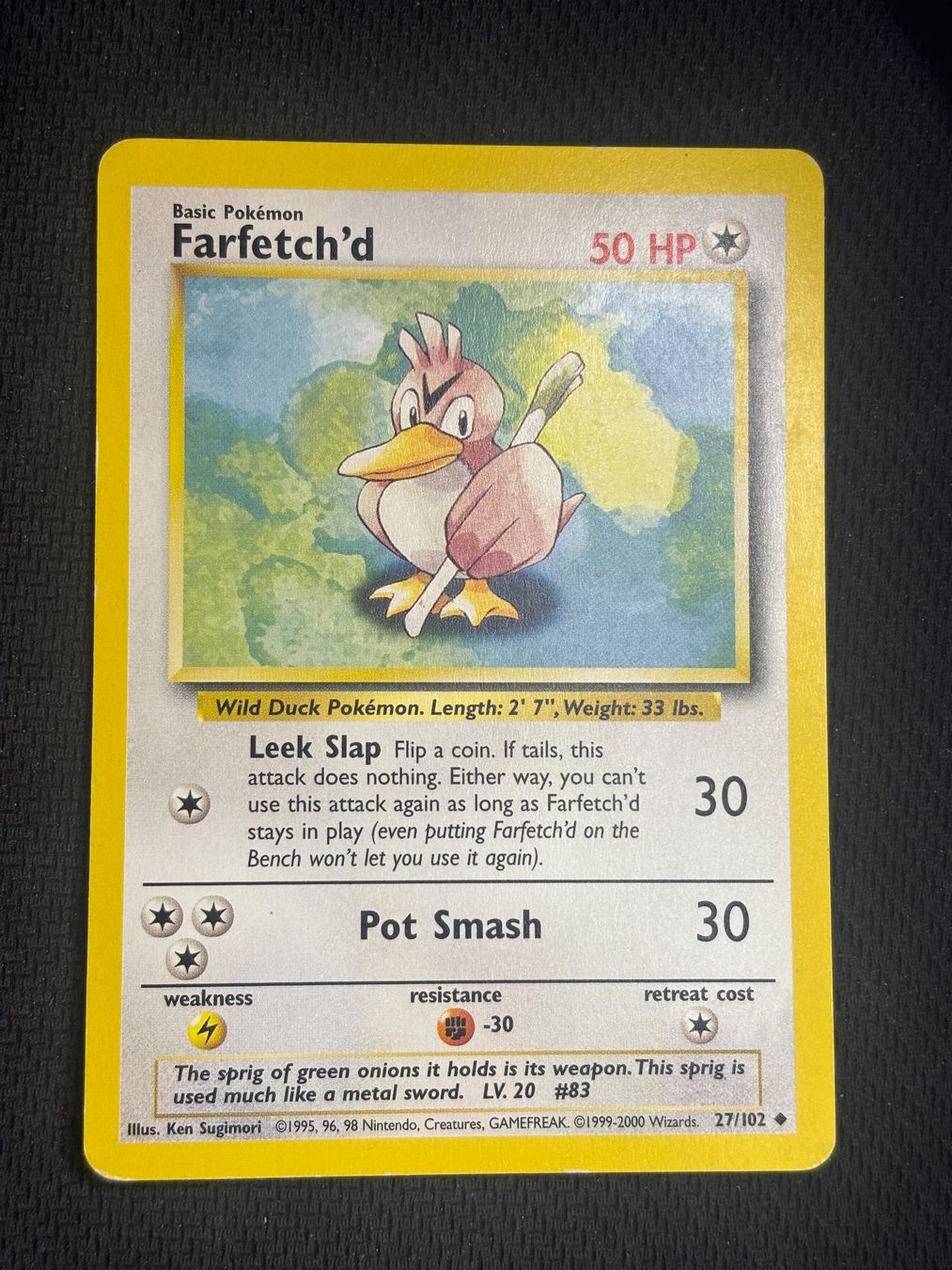Pokémon Carte collezionabili: Pokemon Farfetch’d 27/102 WOTC Base Set EN – Usato da St. Gallen venduto da KantoKarten