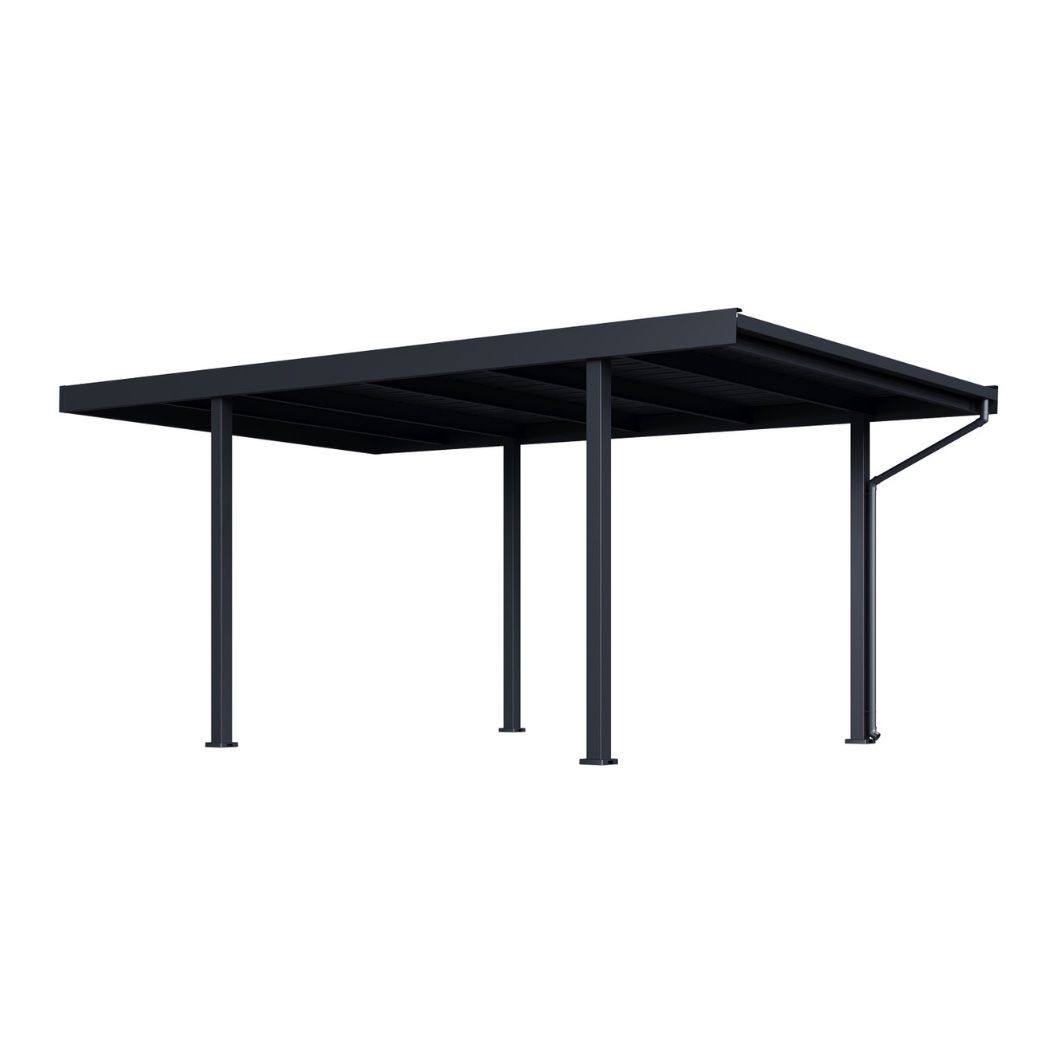 Single Carport aus Stahl mit Pultdach | 3.2×5.5m Anthrazit (Neu und ...