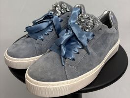 Maripe Sneaker Gr. 37 blau Wildleder Strass Halbschuhe