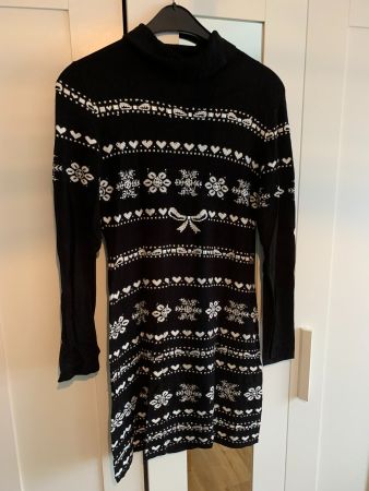 TUZZI Kleid Schwarz / Weiß / Wintermotiven Größe 38